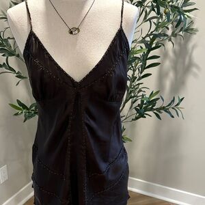 Silk Top chocolate brown size M EUC